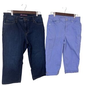 Bundle 2  Dark Blue denim and Light Purple lavender periwinkle Capri pants